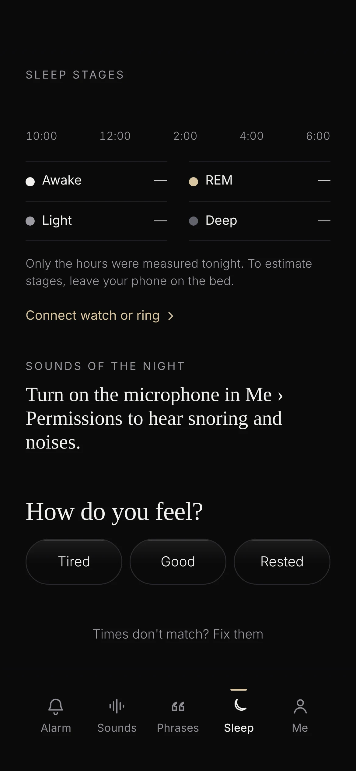Sleep stages and the sounds of the night.