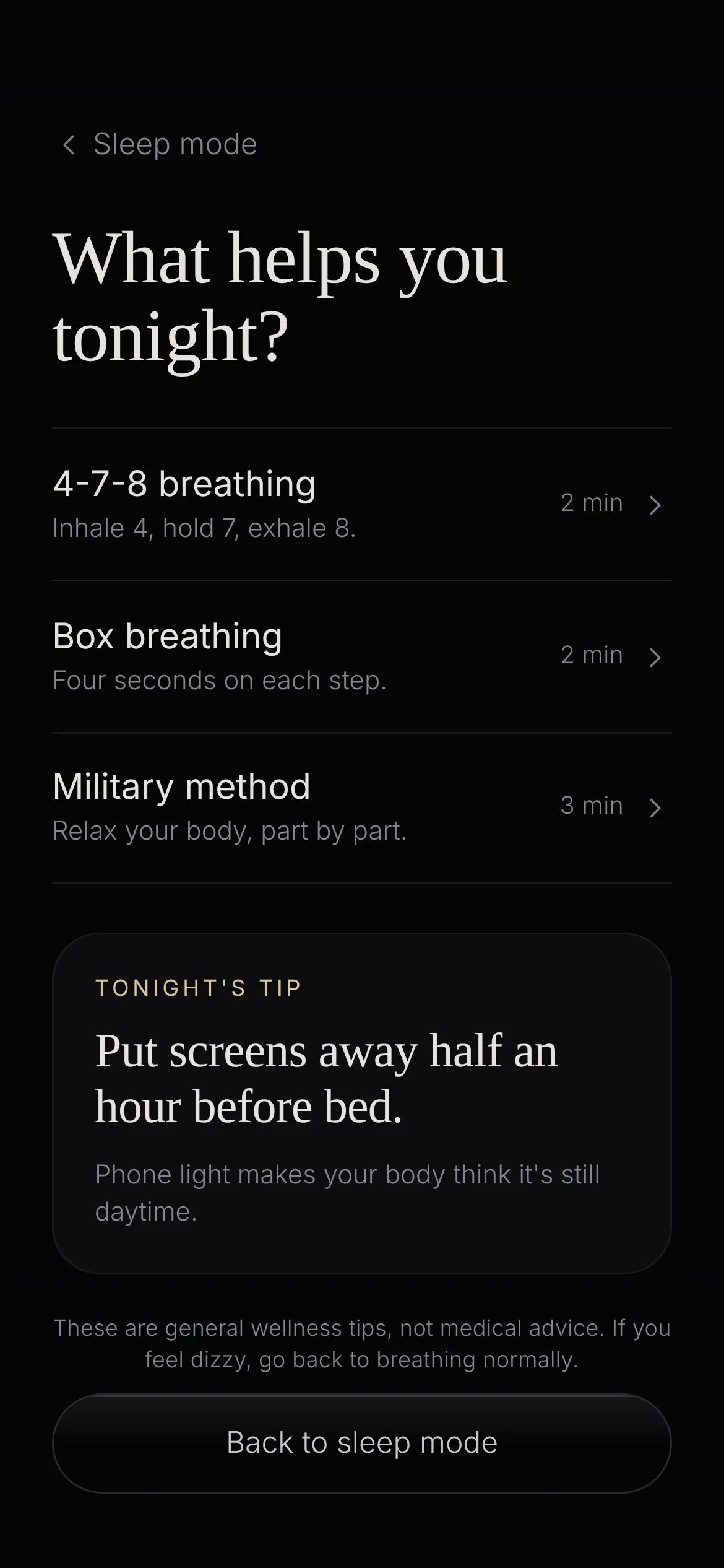 Tips: three guided breathing exercises and tonight’s tip.