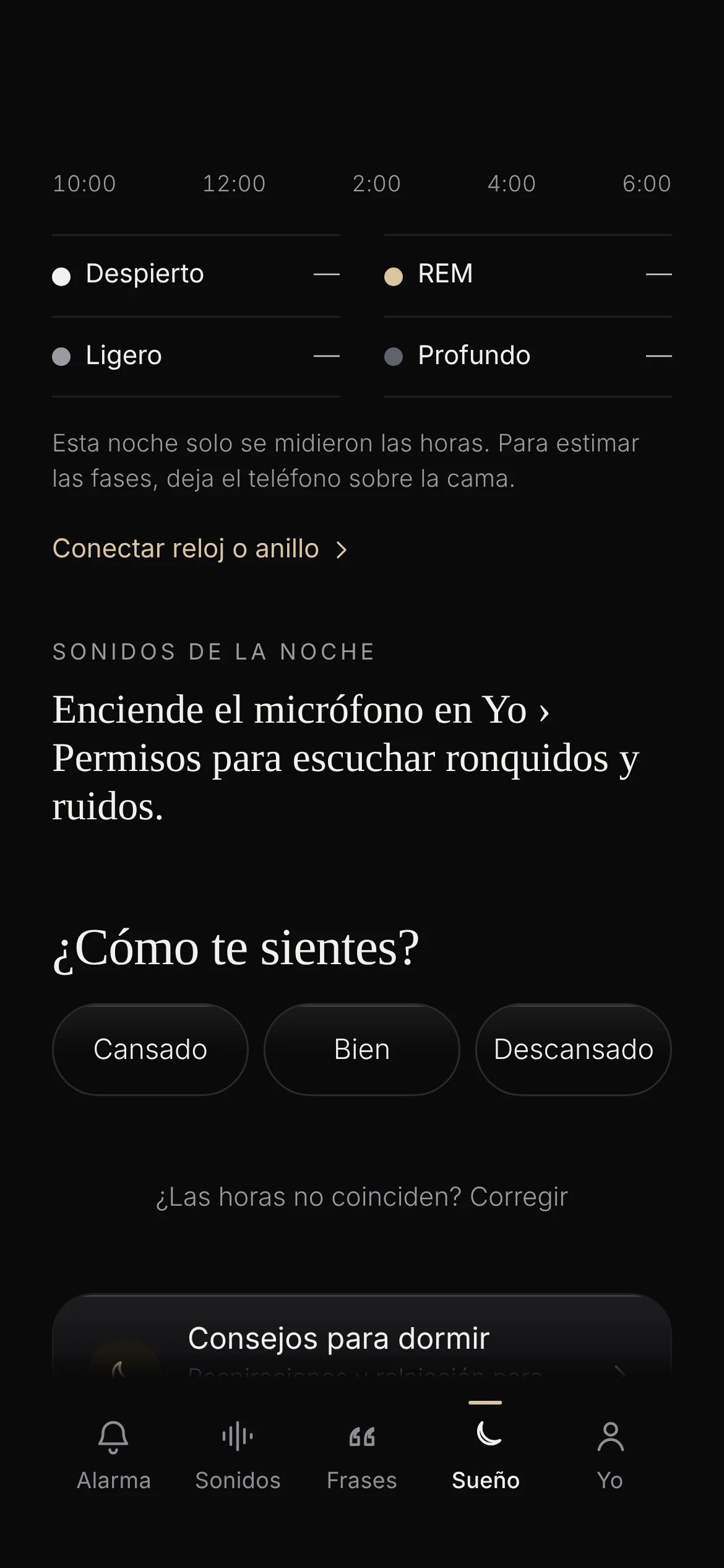 Las fases del sueño y los sonidos de la noche.